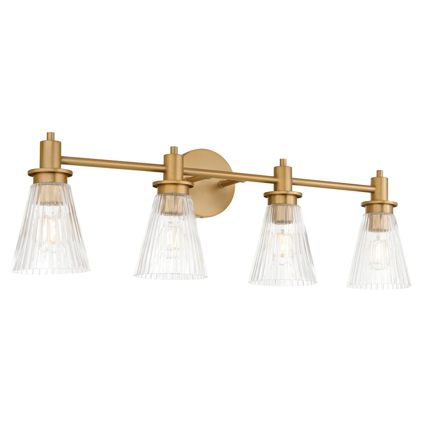 Quorum Lawton 5803-4-47 Vanity Light Fixture, UL Damp Rated, Brushed Brass