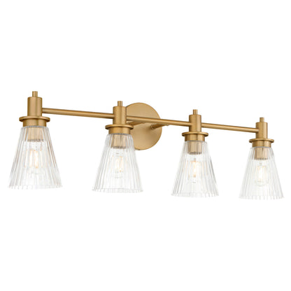 Quorum Lawton 5803-4-47 Vanity Light Fixture, UL Damp Rated, Brushed Brass
