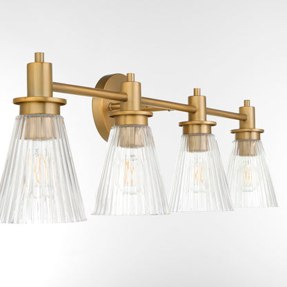 Quorum Lawton 5803-4-47 Vanity Light Fixture, UL Damp Rated, Brushed Brass