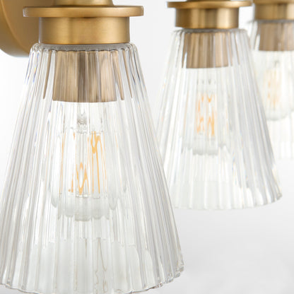 Quorum Lawton 5803-4-47 Vanity Light Fixture, UL Damp Rated, Brushed Brass