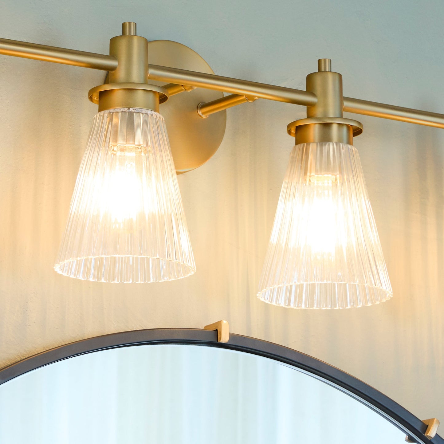 Quorum Lawton 5803-4-47 Vanity Light Fixture, UL Damp Rated, Brushed Brass