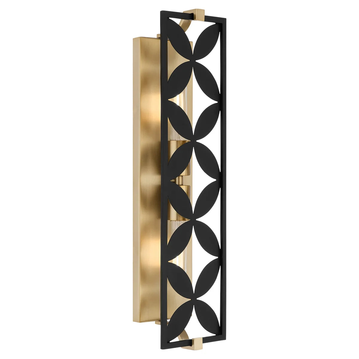 Quorum International MARIPOSA 583-2-5980 2 Light Vanity Bathroom Fixture - Matte Black With Aged Brass