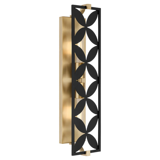 Quorum International MARIPOSA 583-2-5980 2 Light Vanity Bathroom Fixture - Matte Black With Aged Brass