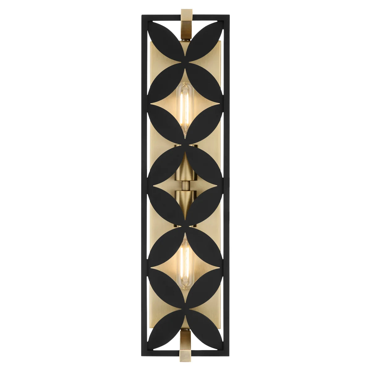 Quorum International MARIPOSA 583-2-5980 2 Light Vanity Bathroom Fixture - Matte Black With Aged Brass