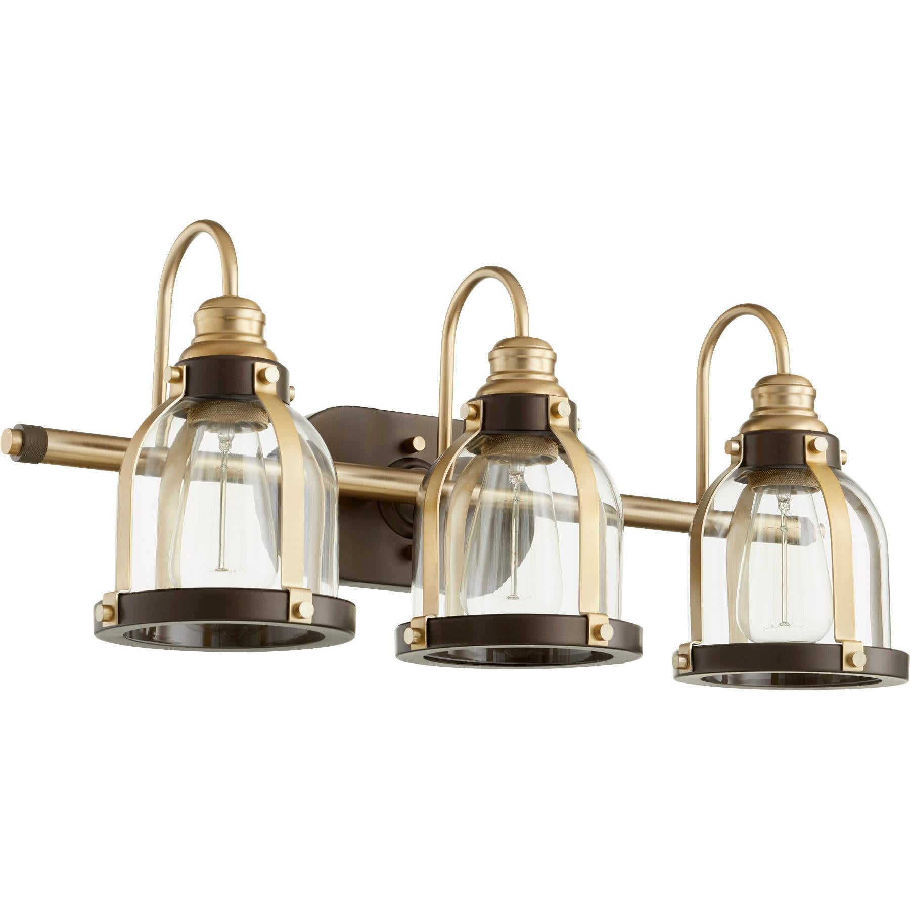 Quorum 586-3-8086 Vanity - Aged Brass W/ Oiled Bronze
