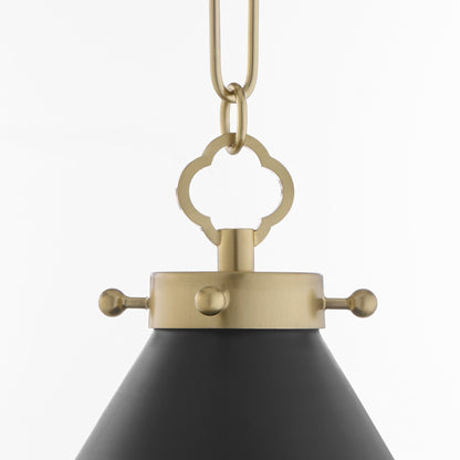 Quorum 5863-1-5980 Wall Mount, UL Damp Rated, Matte Black|Aged Brass