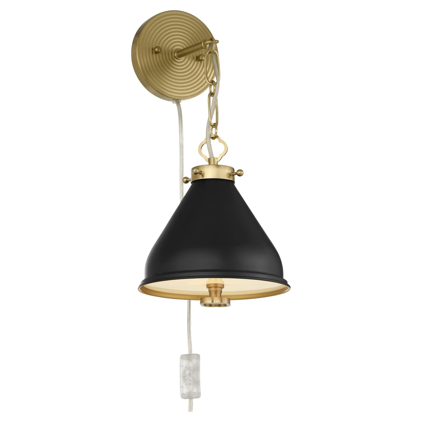 Quorum 5863-1-5980 Wall Mount, UL Damp Rated, Matte Black|Aged Brass