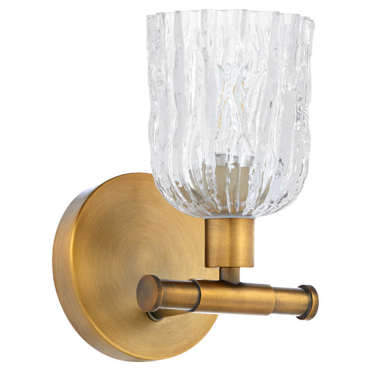 Quorum Meriam 593-1-47 Wall Mount, UL Damp Rated, Brushed Brass