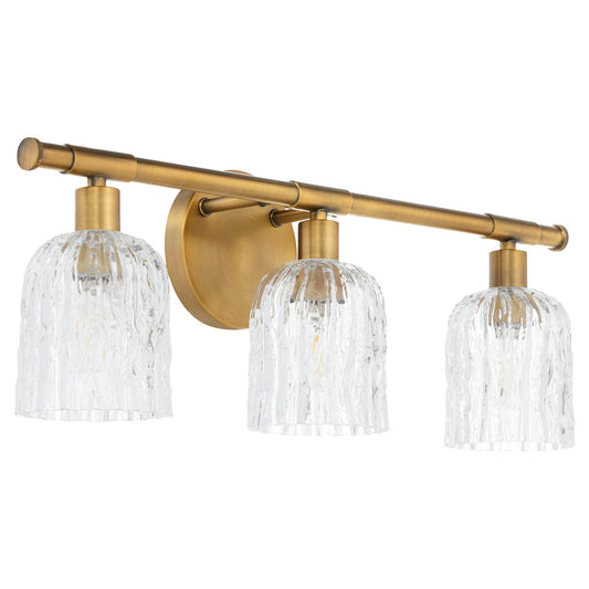 Quorum Meriam 593-3-47 Vanity Light Fixture, UL Damp Rated, Brushed Brass