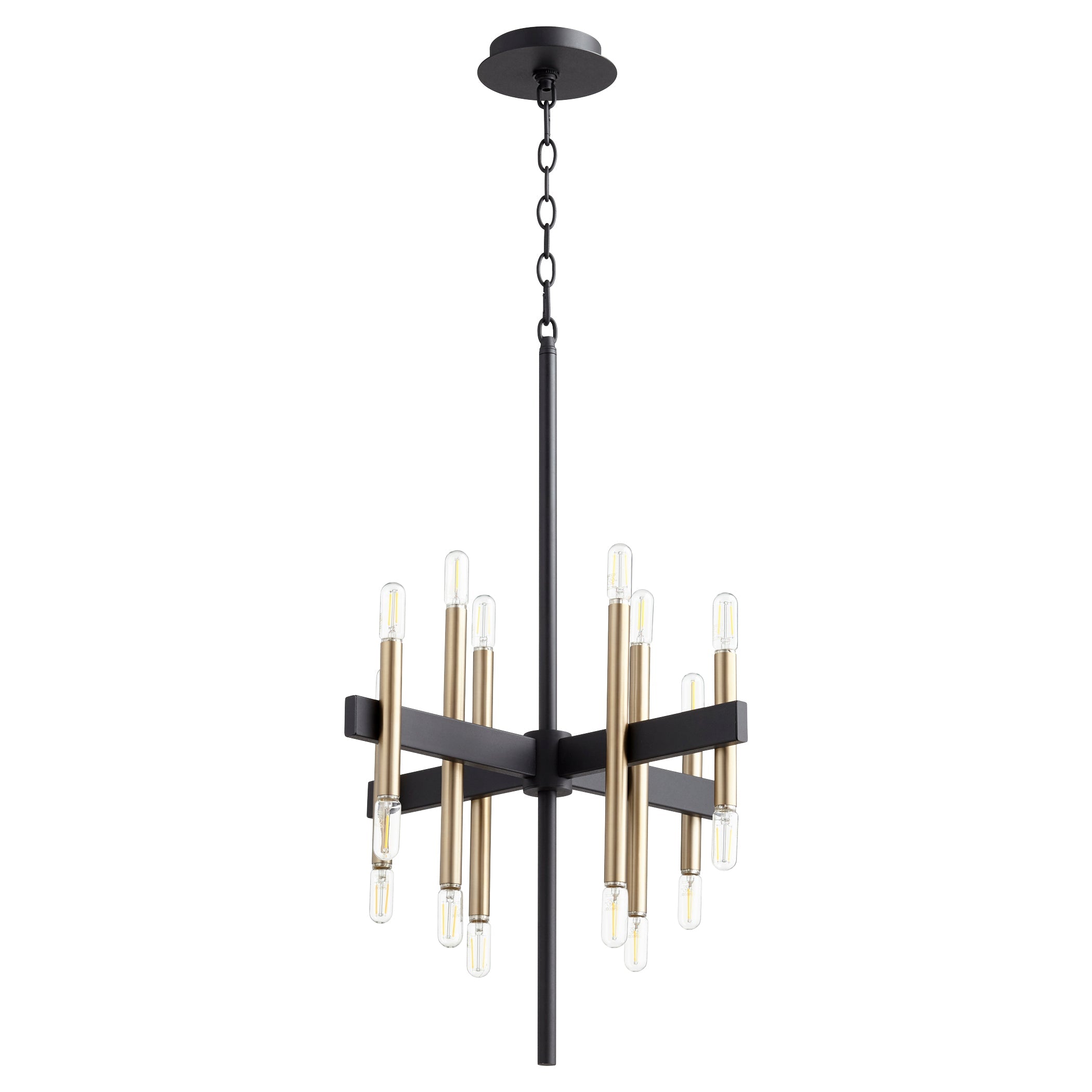 Quorum Luxe 60-16-6980 Chandelier - Textured Black W/ Aged Brass