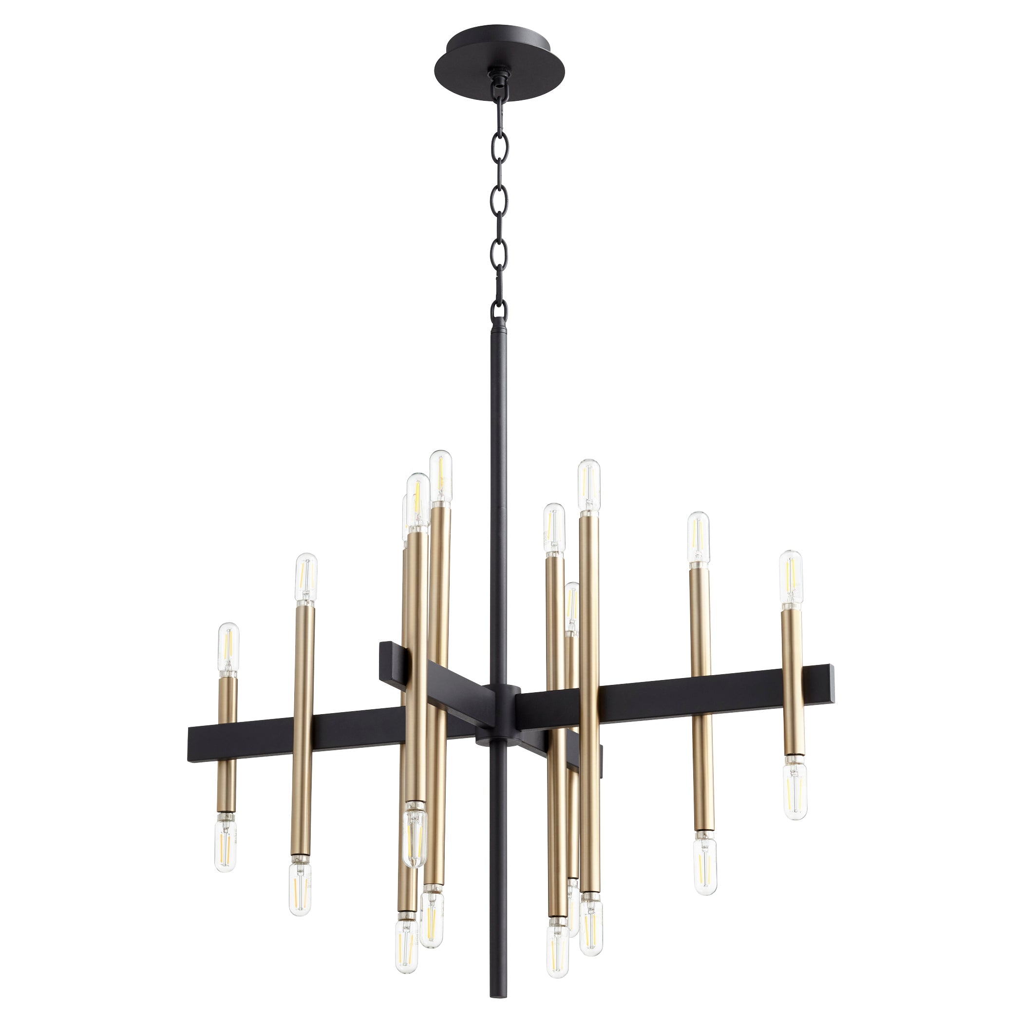 Quorum Luxe 60-20-6980 Chandelier - Textured Black W/ Aged Brass