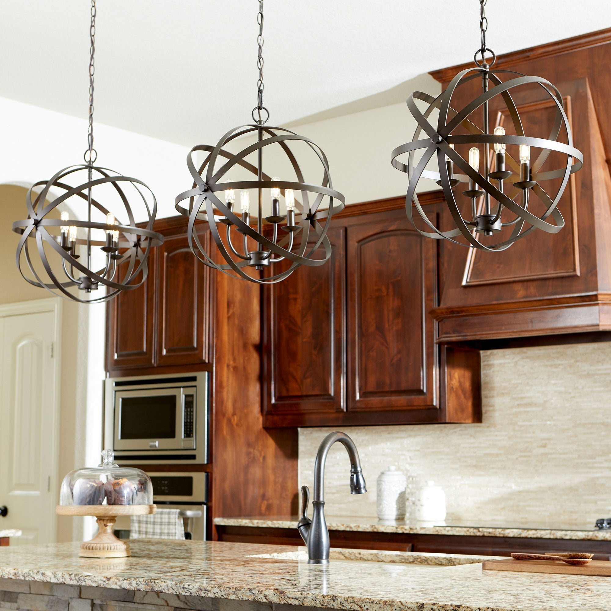 Quorum Celeste 6009-4-17 Chandelier, UL Damp Rated, Zinc