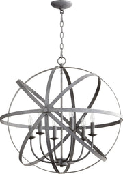 Quorum Celeste 6009-6-17 Chandelier, UL Damp Rated, Zinc