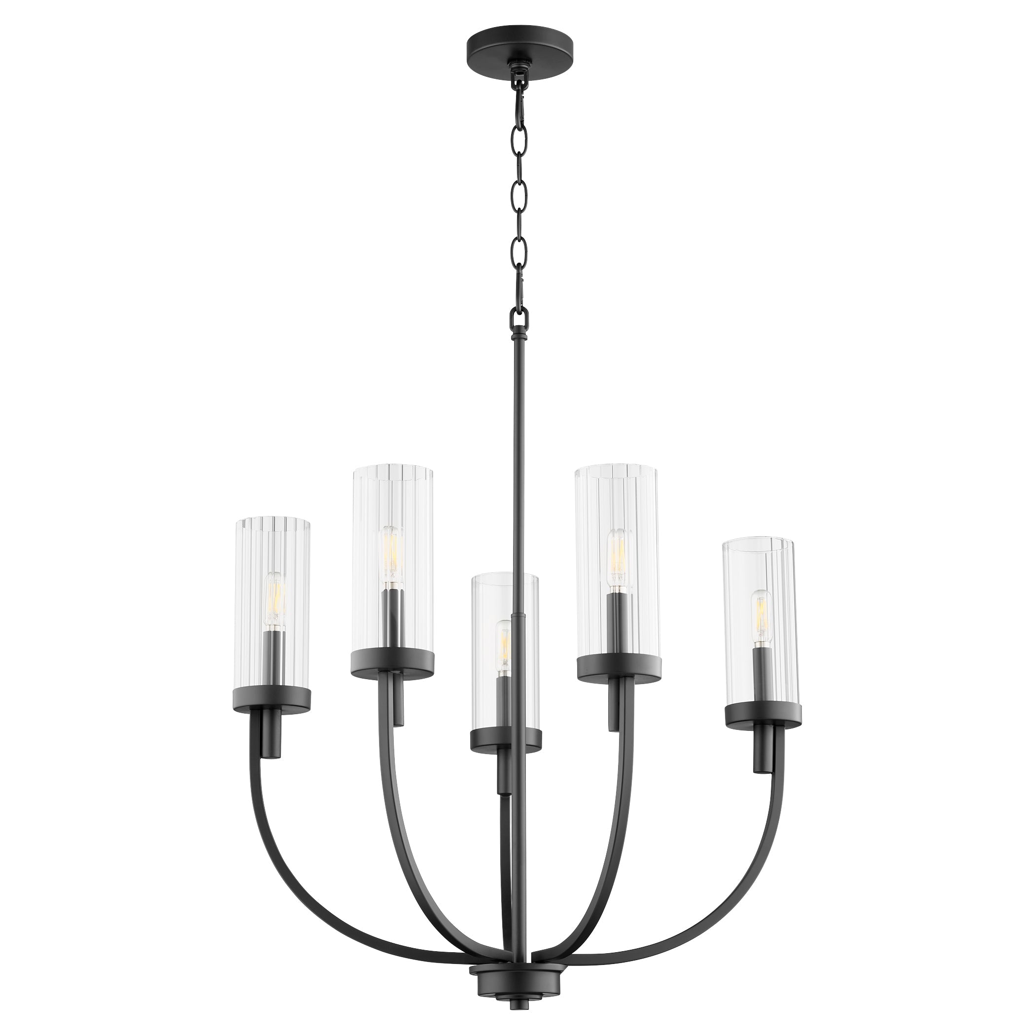 Quorum Ladin 601-5-69 Chandelier - Textured Black W/ Clear Fluted Glass