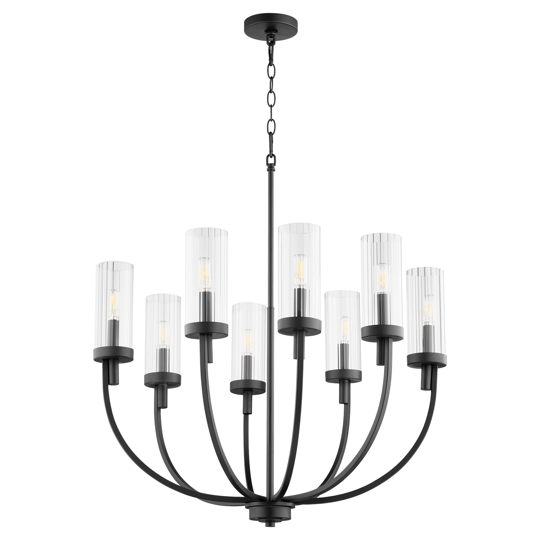 Quorum Ladin 601-8-69 Chandelier - Textured Black W/ Clear Fluted Glass