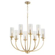 Quorum Ladin 601-8-80 Chandelier - Aged Brass W/ Smoke Fluted Glass