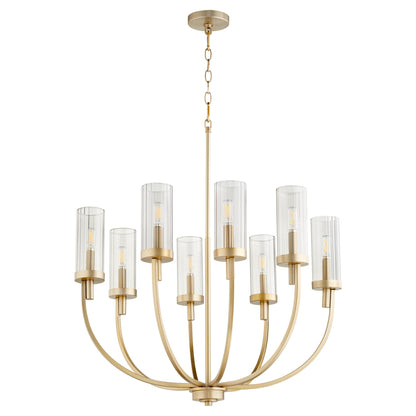 Quorum Ladin 601-8-80 Chandelier - Aged Brass W/ Smoke Fluted Glass
