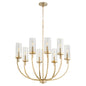 Quorum Ladin 601-8-80 Chandelier - Aged Brass W/ Smoke Fluted Glass