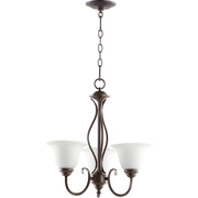Quorum Spencer 6010-3-186 Chandelier - Oiled Bronze W/ Satin Opal