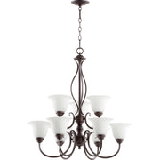 Quorum Spencer 6010-9-186 Chandelier - Oiled Bronze W/ Satin Opal
