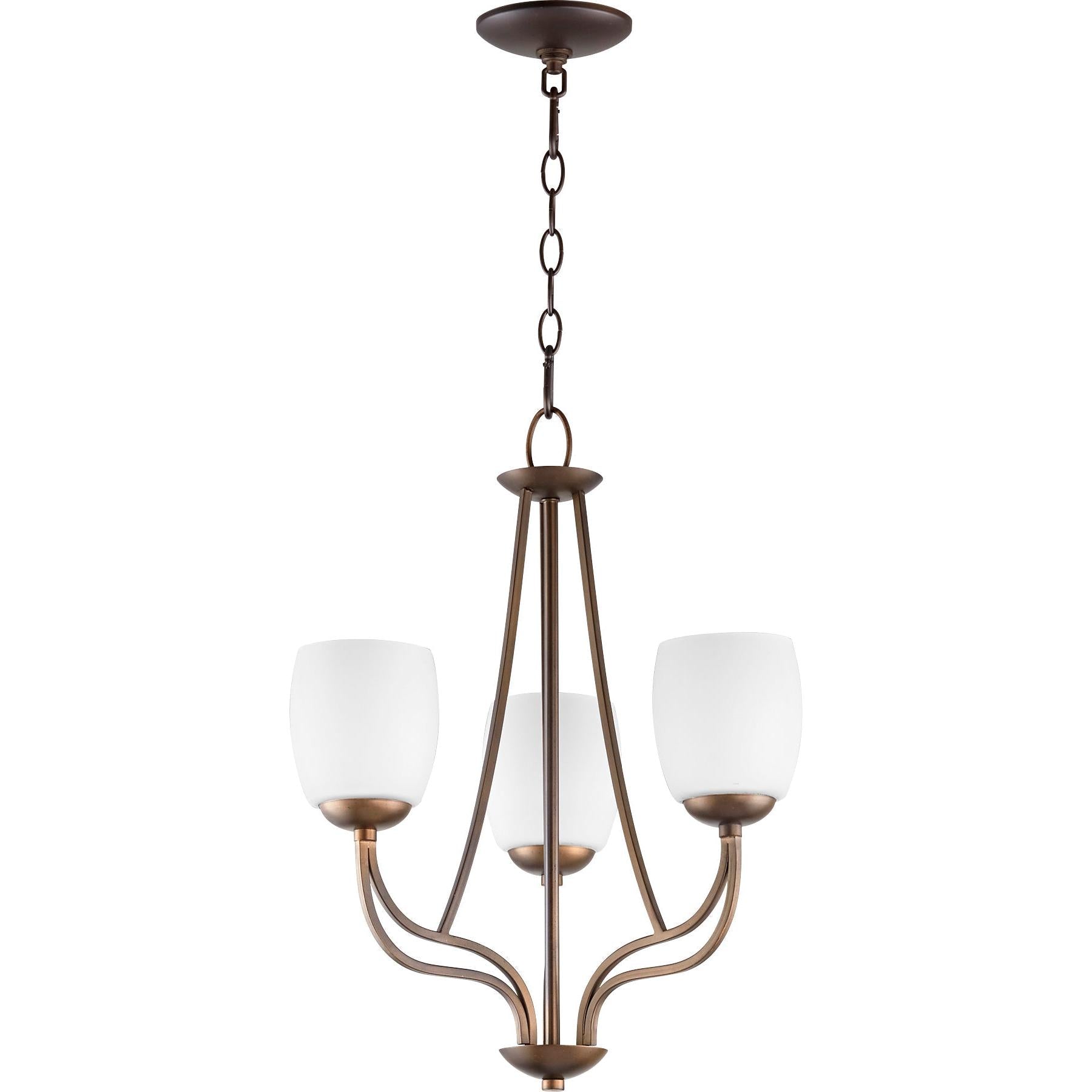 Quorum Willingham 6012-3-186 Chandelier - Oiled Bronze W/ Satin Opal