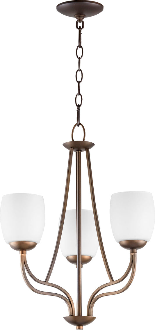 Quorum Willingham 6012-3-186 Chandelier - Oiled Bronze W/ Satin Opal