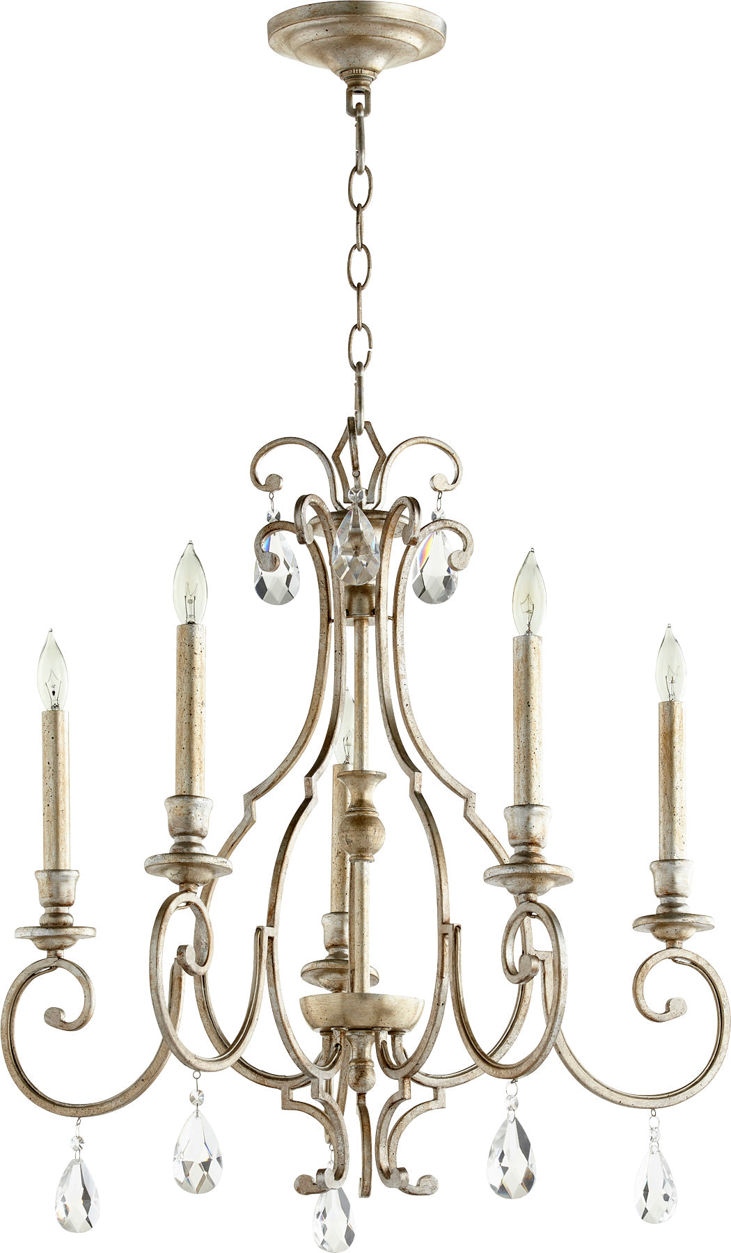 Quorum Ansley 6014-5-60 Chandelier - Aged Silver Leaf