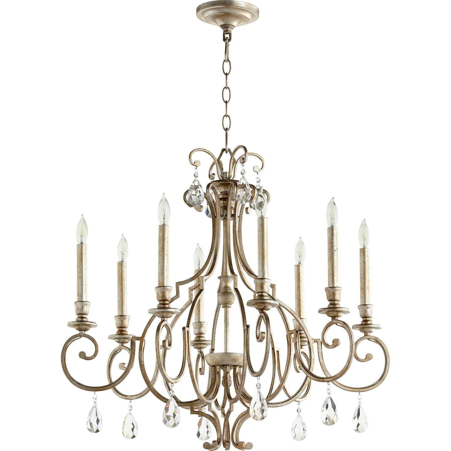 Quorum Ansley 6014-8-60 Chandelier - Aged Silver Leaf