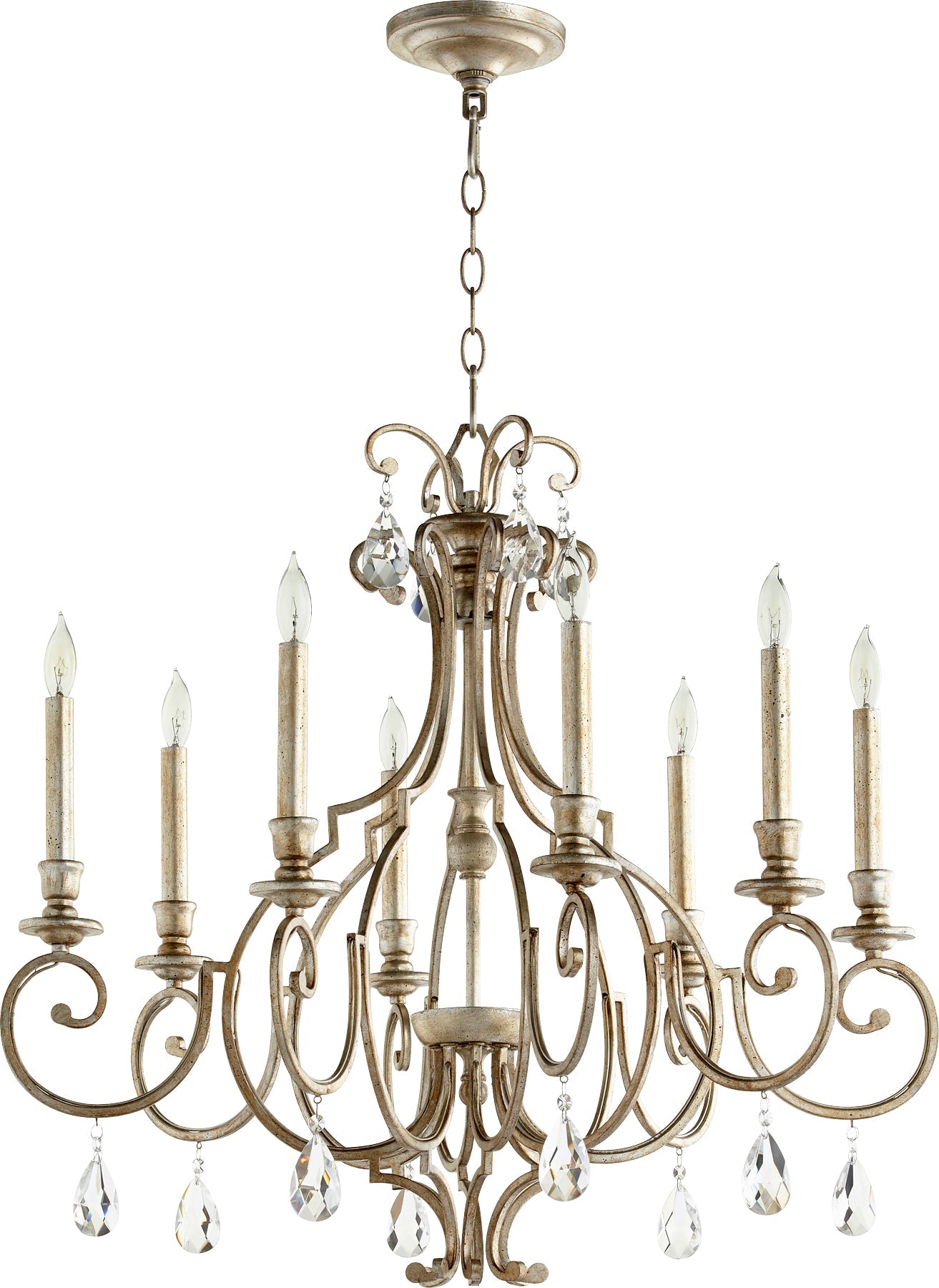 Quorum Ansley 6014-8-60 Chandelier - Aged Silver Leaf