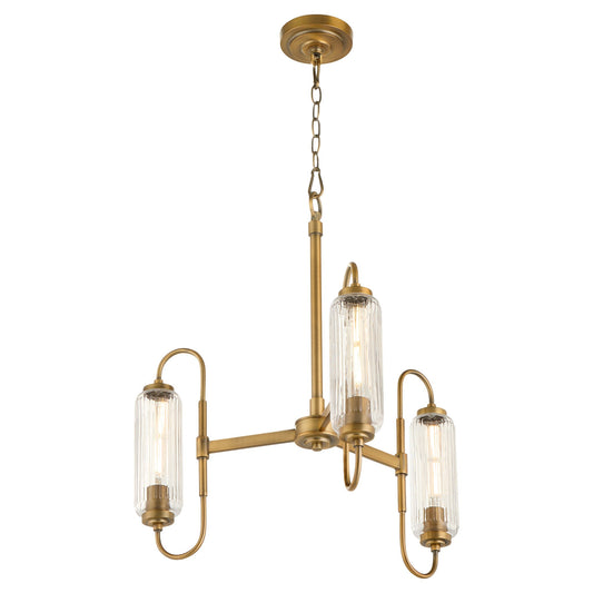 Quorum 6015-3-47 Chandelier, UL Damp Rated, Brushed Brass