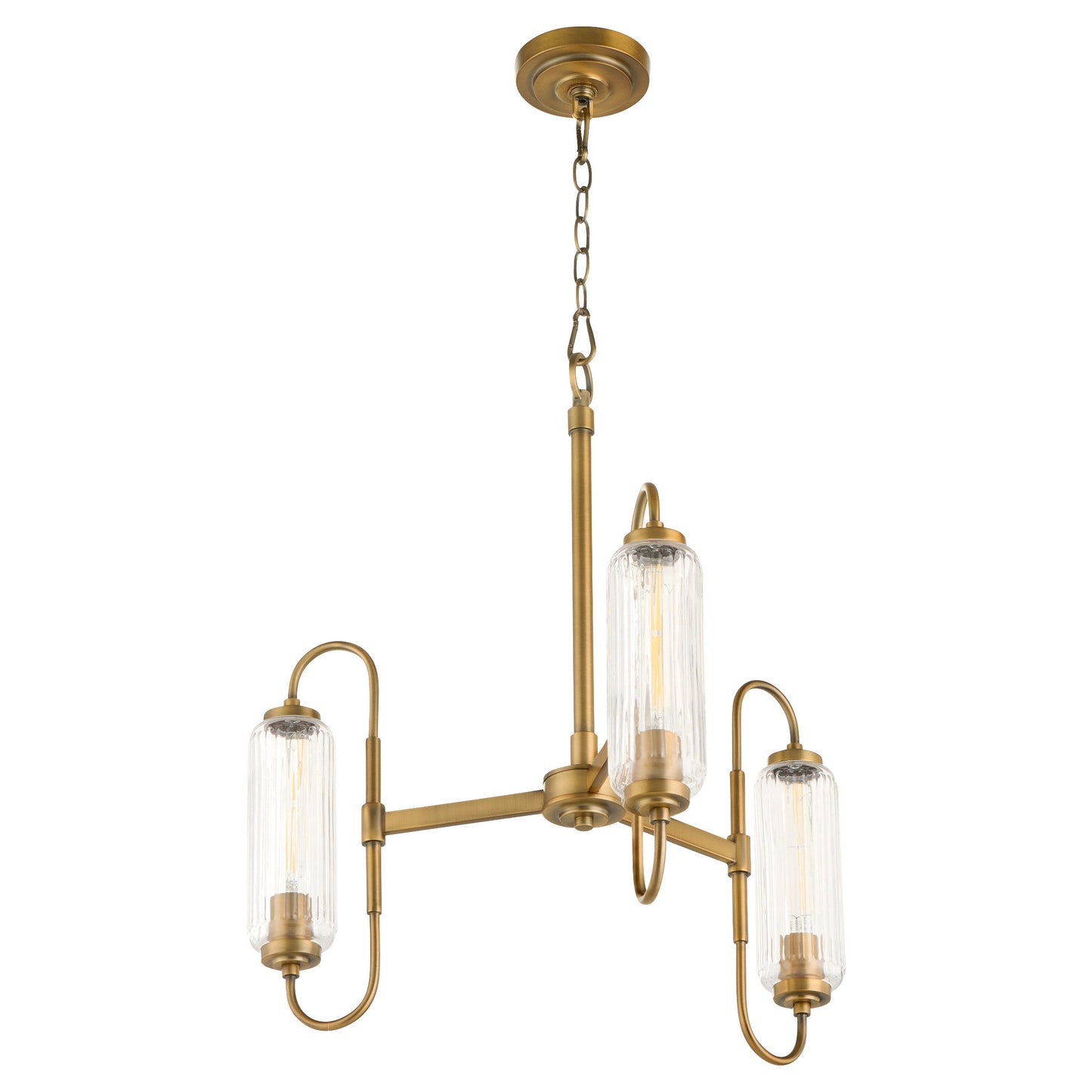 Quorum 6015-3-47 Chandelier, UL Damp Rated, Brushed Brass