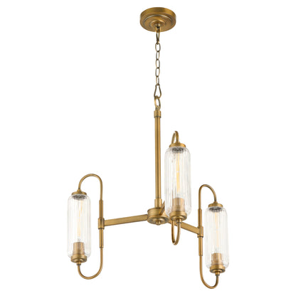 Quorum 6015-3-47 Chandelier, UL Damp Rated, Brushed Brass
