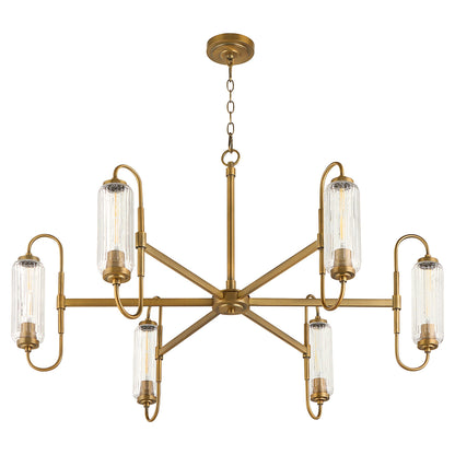 Quorum Whitmire 6015-6-47 Chandelier, UL Damp Rated, Brushed Brass