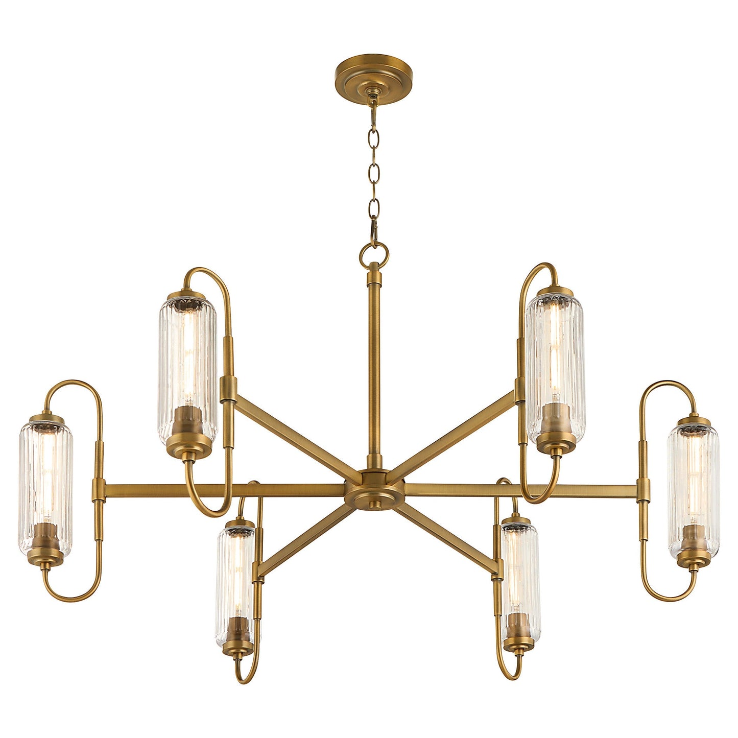 Quorum Whitmire 6015-6-47 Chandelier, UL Damp Rated, Brushed Brass