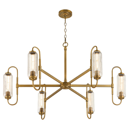 Quorum Whitmire 6015-6-47 Chandelier, UL Damp Rated, Brushed Brass