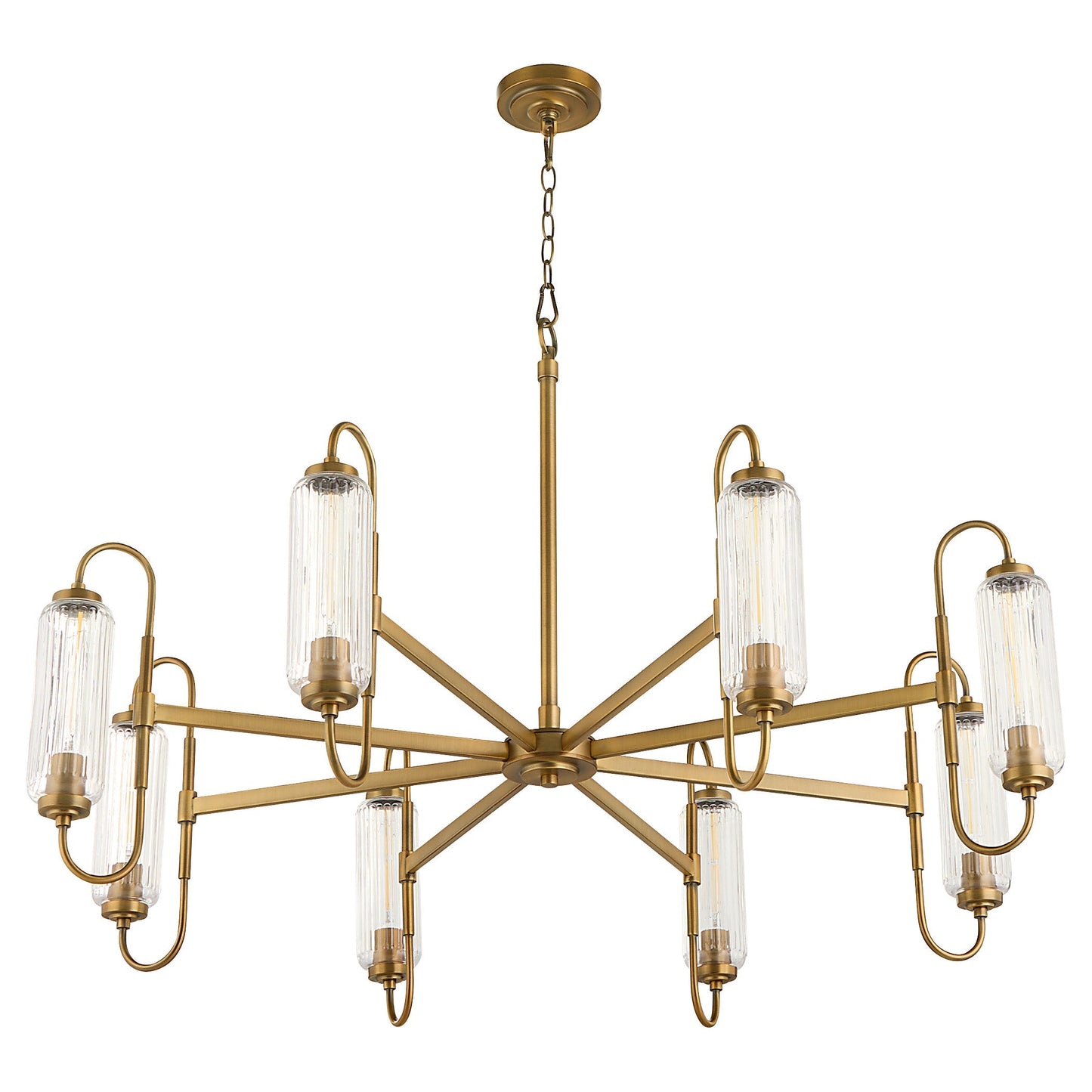 Quorum 6015-8-47 Chandelier, UL Damp Rated, Brushed Brass