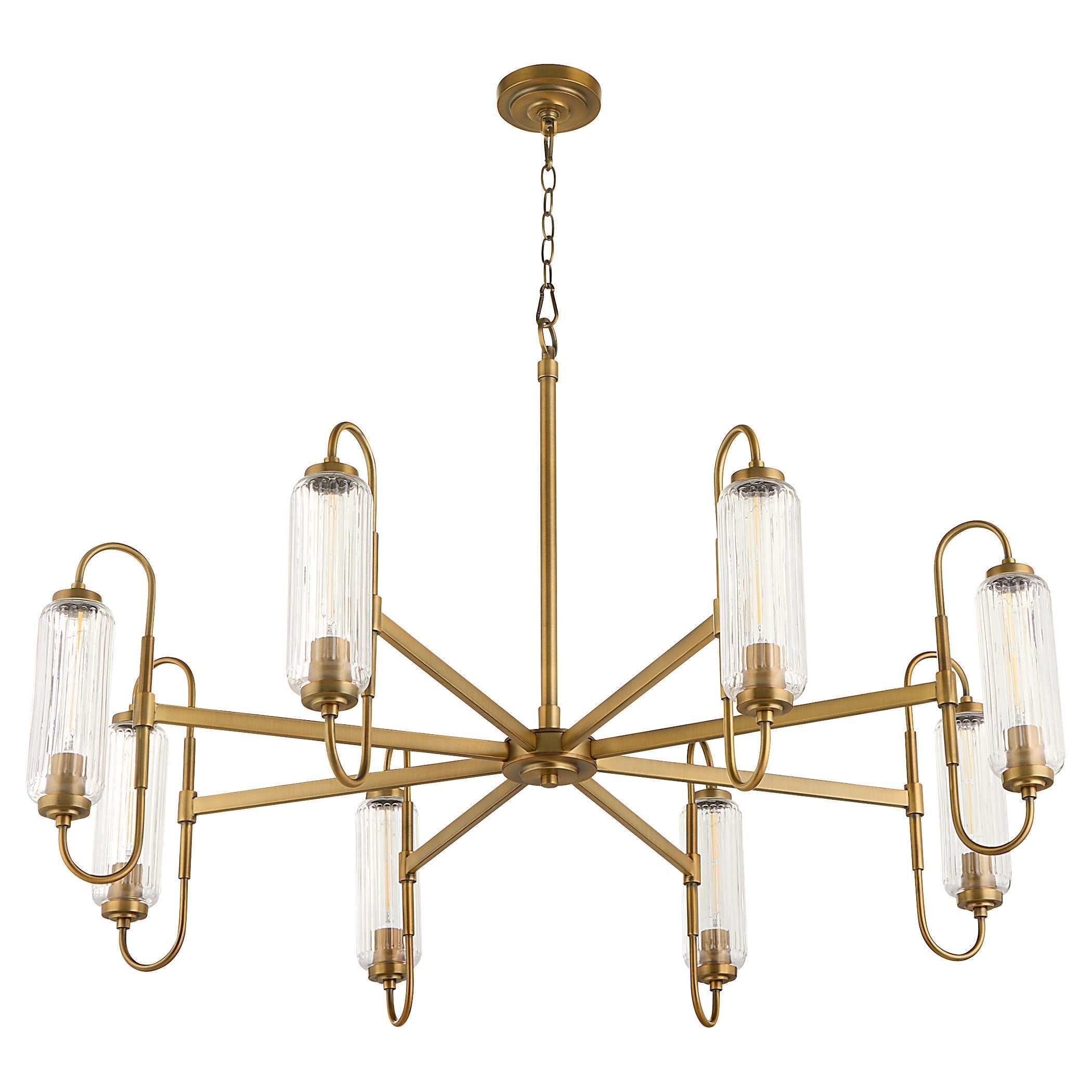 Quorum 6015-8-47 Chandelier, UL Damp Rated, Brushed Brass