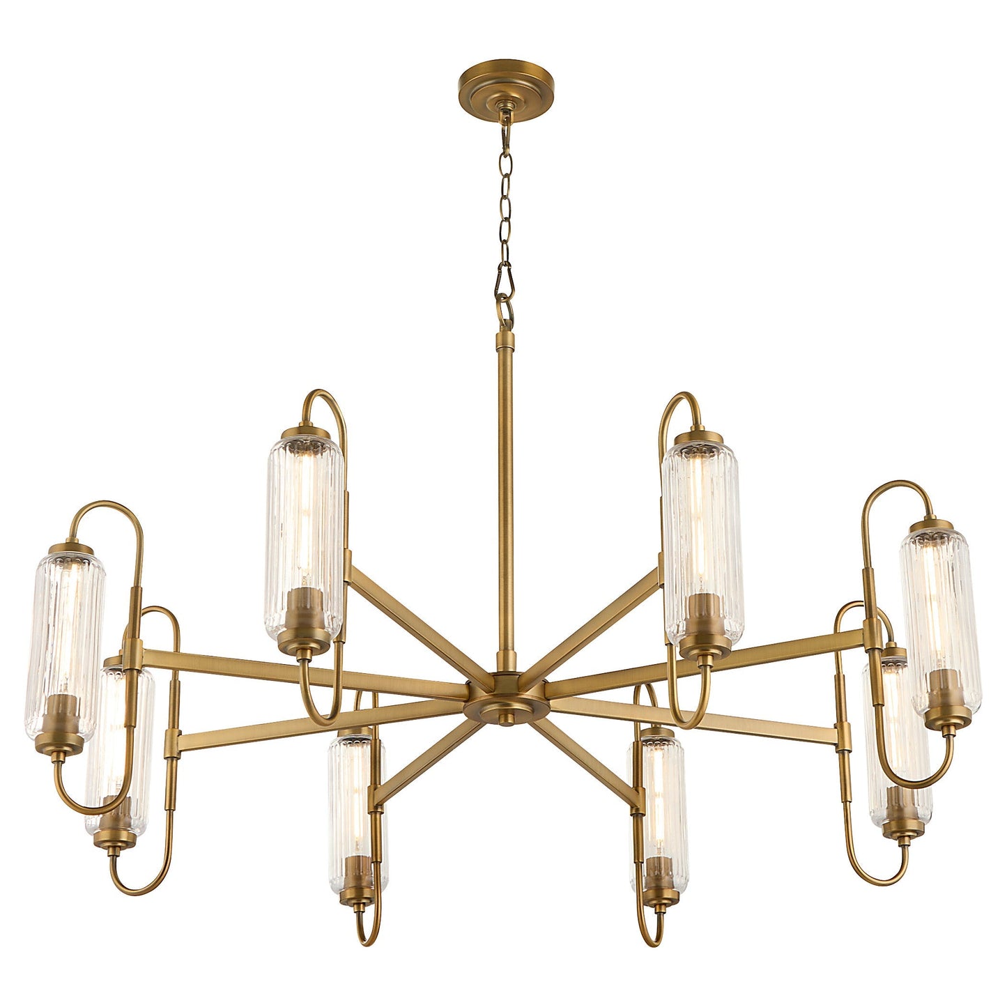 Quorum 6015-8-47 Chandelier, UL Damp Rated, Brushed Brass