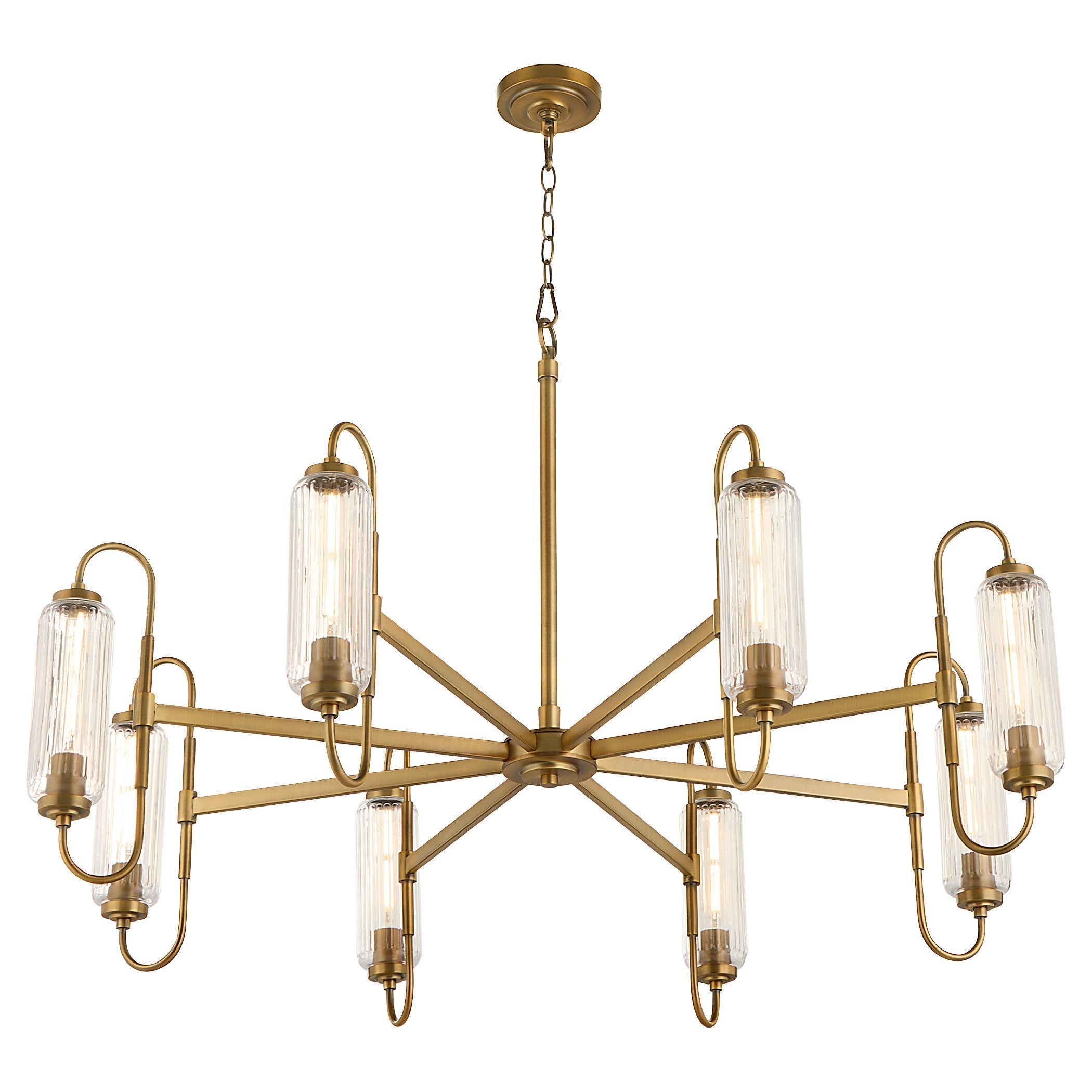 Quorum 6015-8-47 Chandelier, UL Damp Rated, Brushed Brass