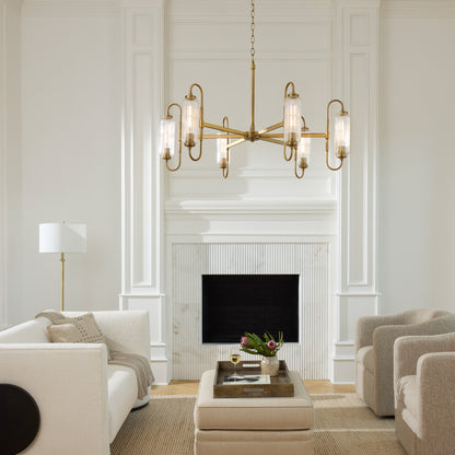 Quorum 6015-8-47 Chandelier, UL Damp Rated, Brushed Brass