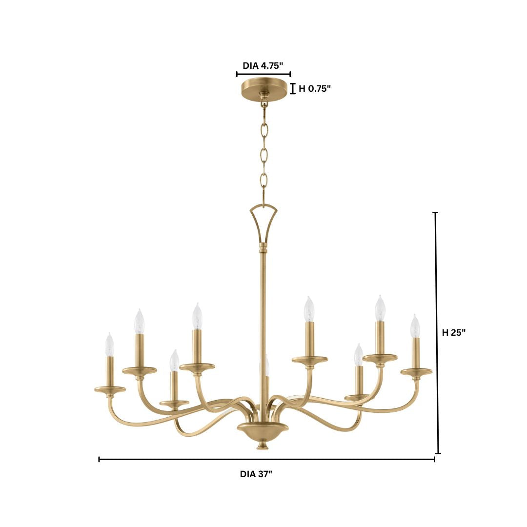 Quorum Maryse 6021-9-80 Chandelier - Aged Brass