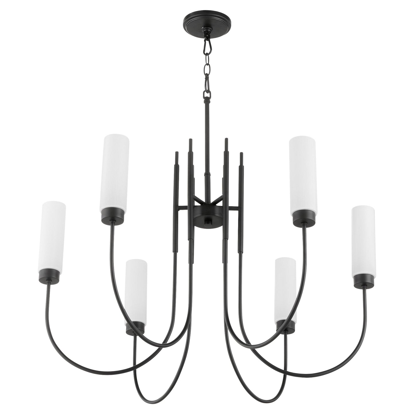 Quorum 6024-6-59 Chandelier, UL Damp Rated, Matte Black