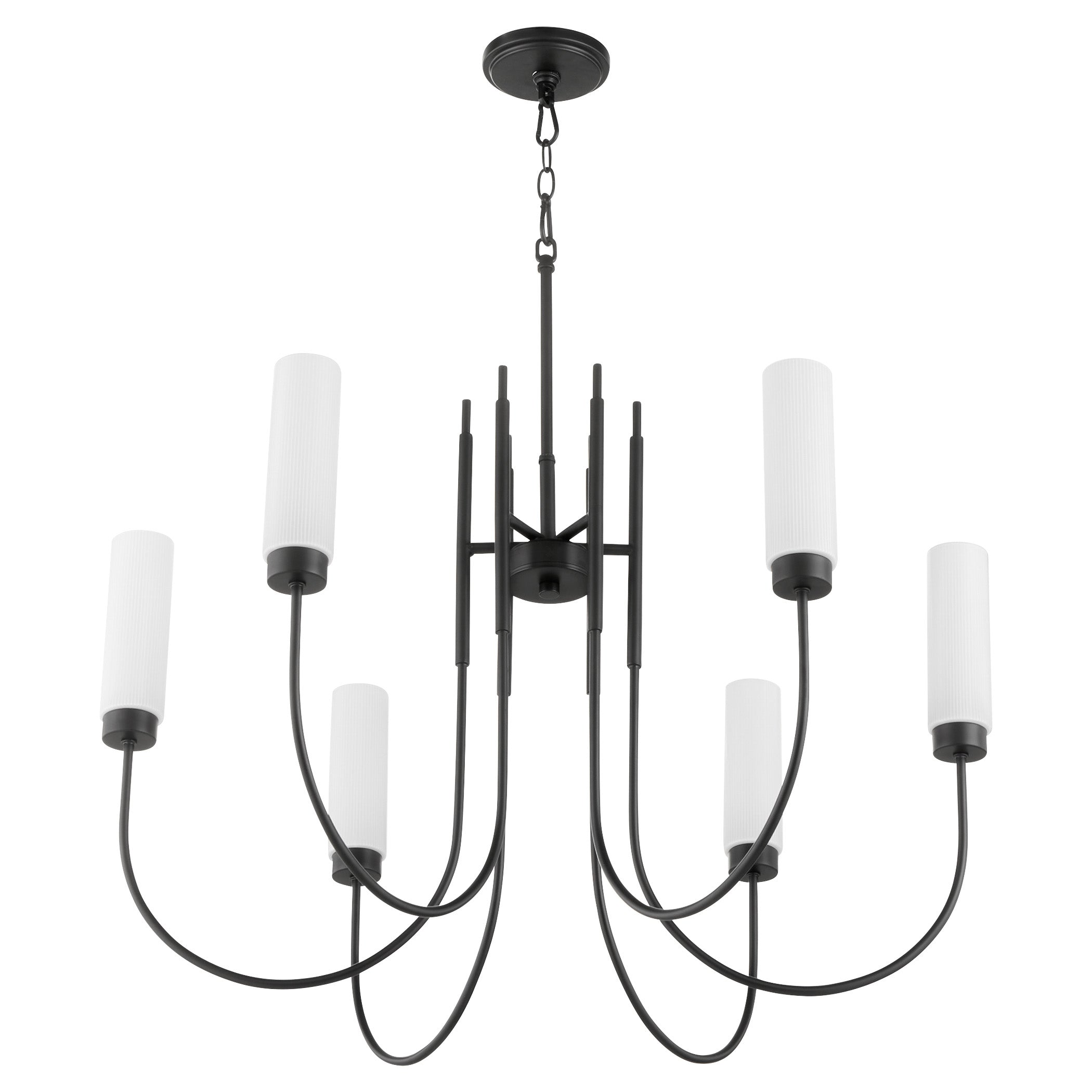 Quorum 6024-6-59 Chandelier, UL Damp Rated, Matte Black