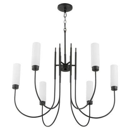 Quorum 6024-6-59 Chandelier, UL Damp Rated, Matte Black
