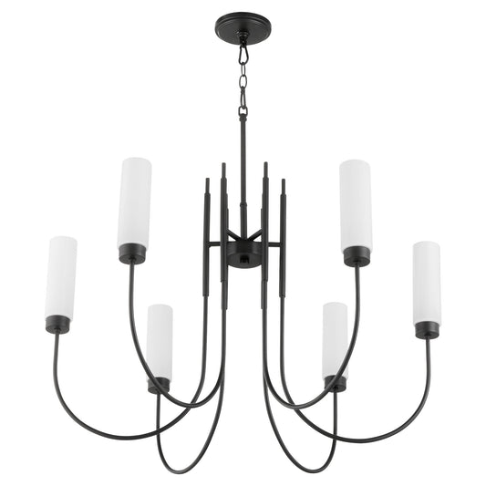 Quorum 6024-6-59 Chandelier, UL Damp Rated, Matte Black