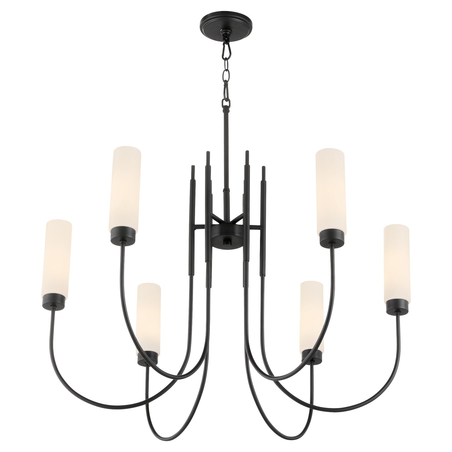 Quorum 6024-6-59 Chandelier, UL Damp Rated, Matte Black