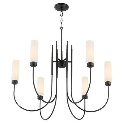 Quorum 6024-6-59 Chandelier, UL Damp Rated, Matte Black