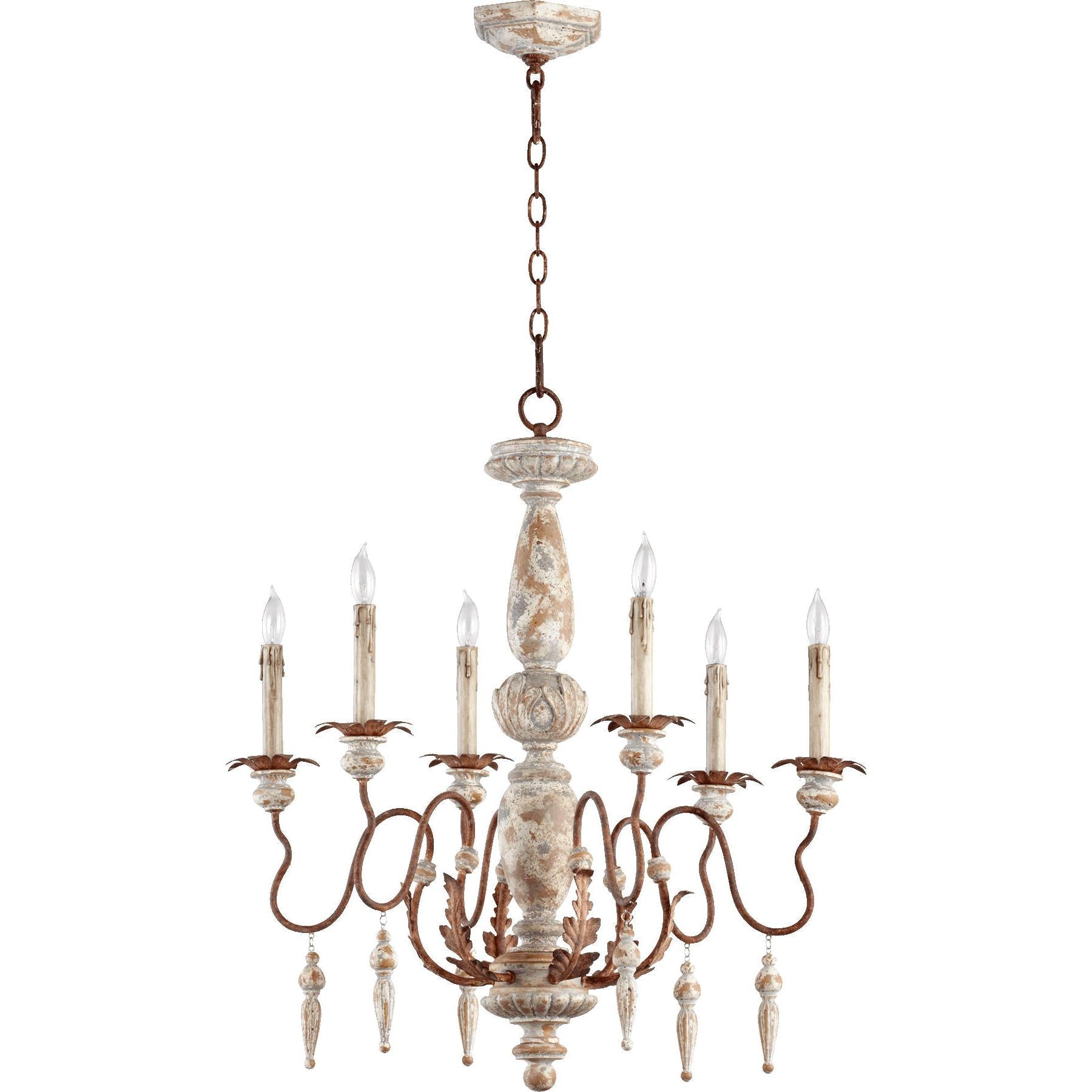 Quorum La Maison 6052-6-56 Chandelier - Manchester Grey W/ Rust Accents