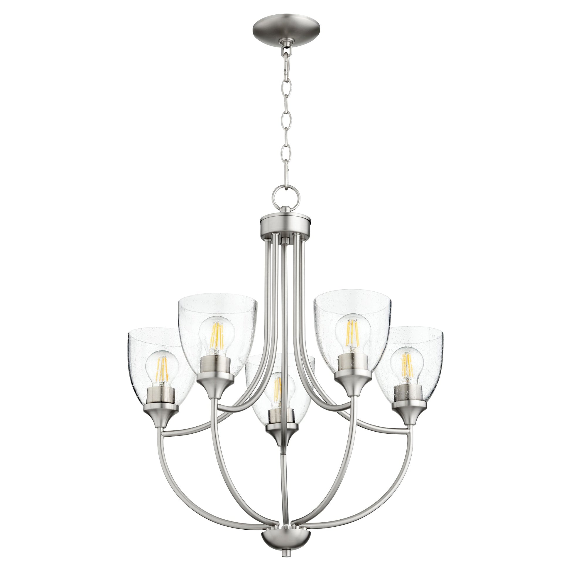 Quorum Enclave 6059-5-265 Chandelier - Satin Nickel W/ Clear/seeded