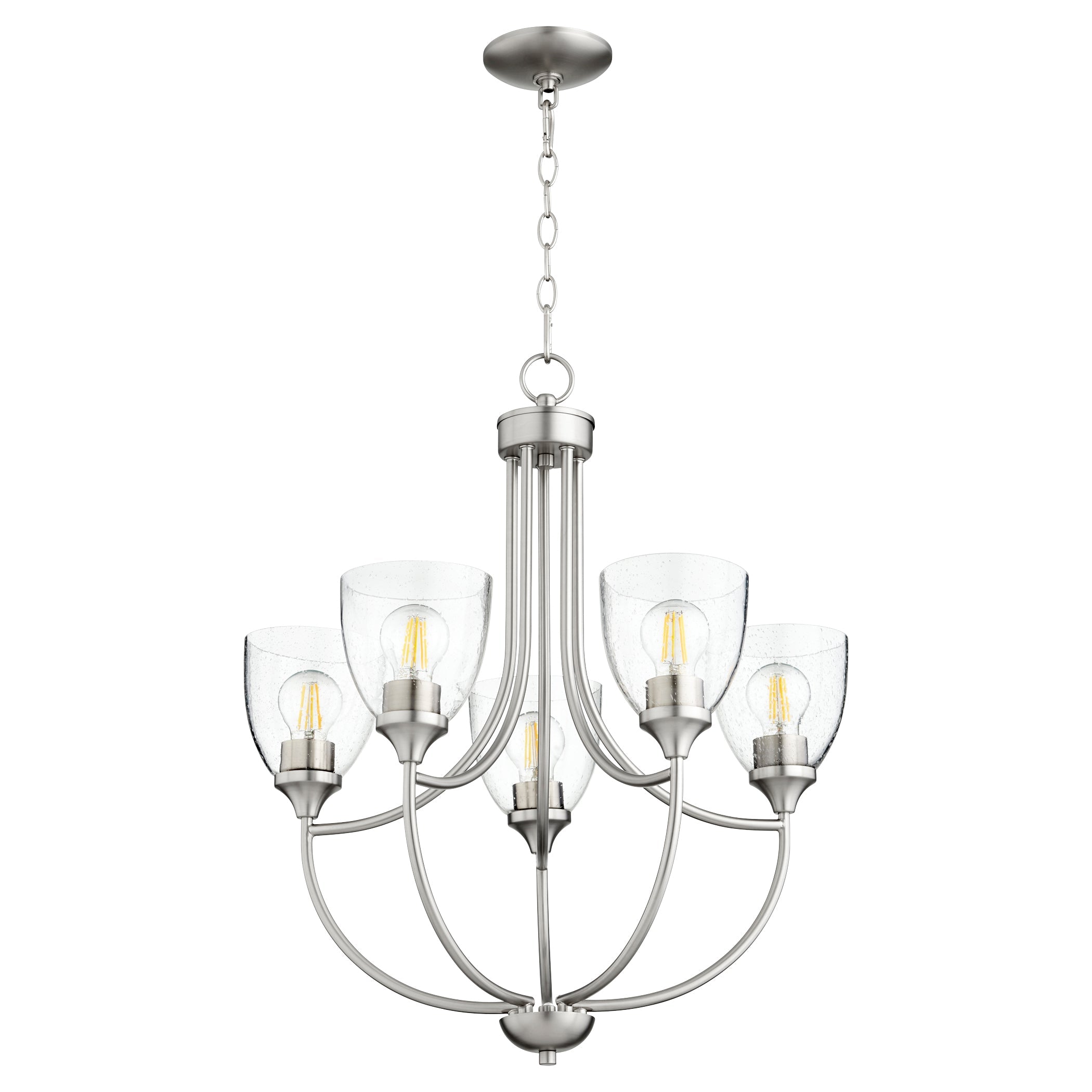 Quorum Enclave 6059-5-265 Chandelier - Satin Nickel W/ Clear/seeded